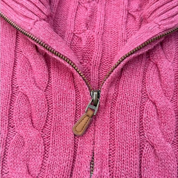 Polo Ralph Lauren icon logo cotton cable knit sweater in pink marl size XL